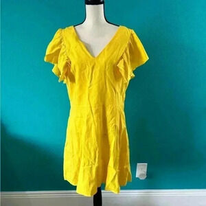 Target a new day yellow sunshine linen flutter sleeve ruffle dress